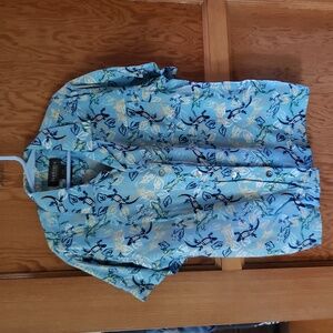 Kid's VanHeusen lizard-print, button-up short-sleeved shirt